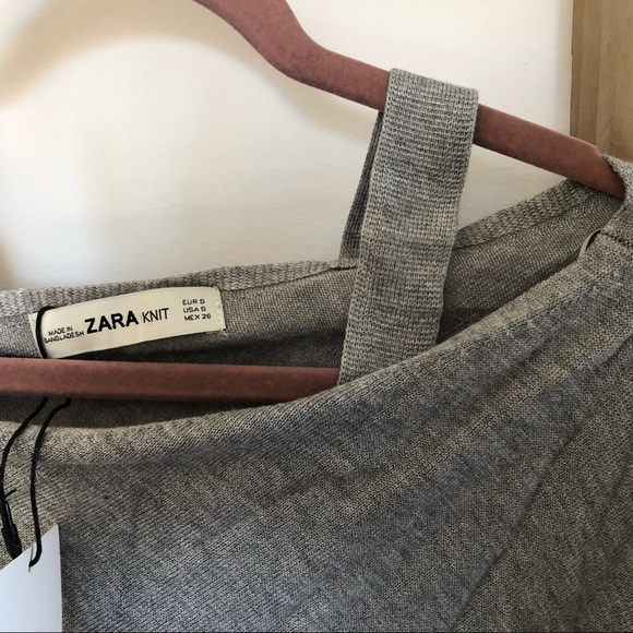 🔶NWT Zara Knit asymmetrical grey blouse - Picture 2 of 2
